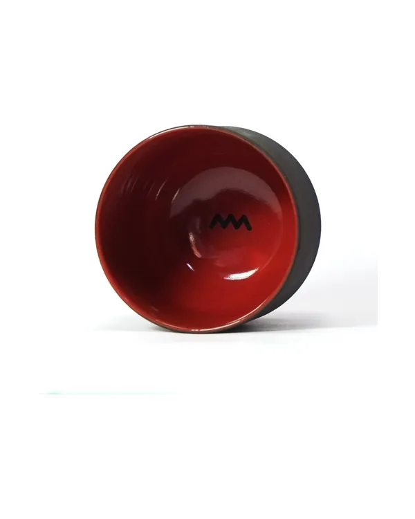 Inside the 360 ml Ember cup, glazed red